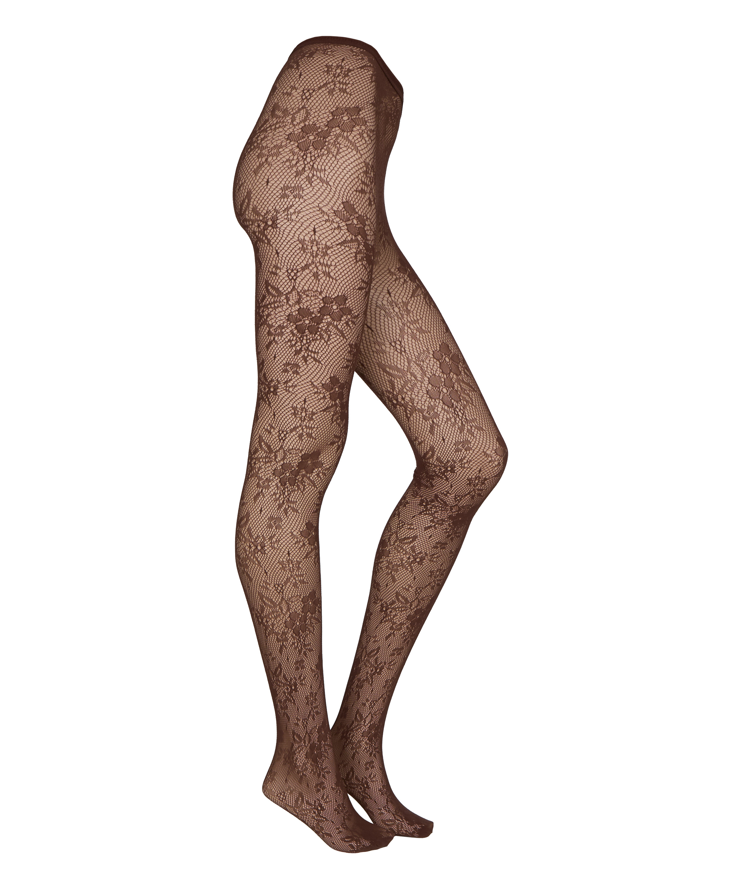 Tight Allover Lace Fishnet, Brown, main