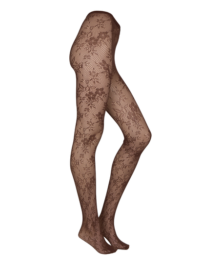 Tight Allover Lace Fishnet, Brown