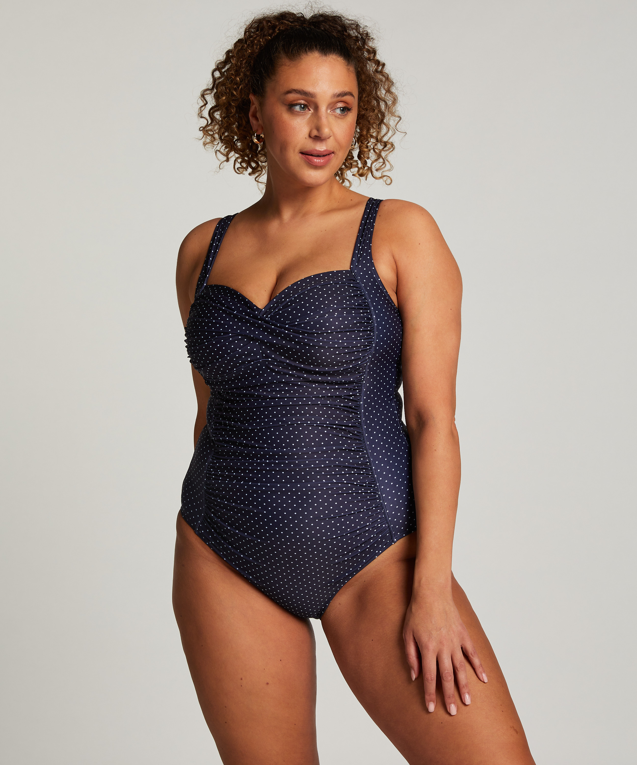 Shaping Scallop Swimsuit, Blue, main