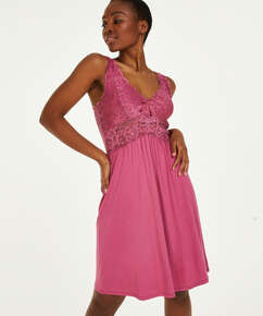 Nora Lace Slip Dress, Pink