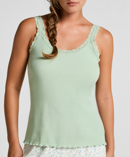 Singlet Rib Jersey Lace, Green