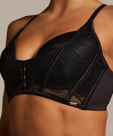Allura Padded Underwired Longline Bra, Black