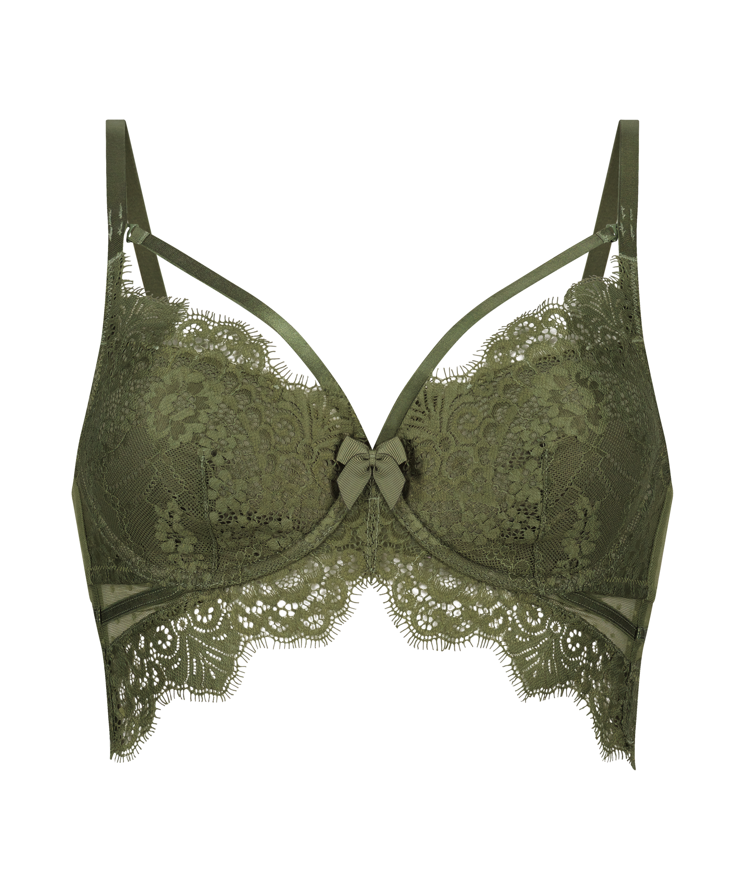 Marilee Padded Underwired Longline Bra, Green, main
