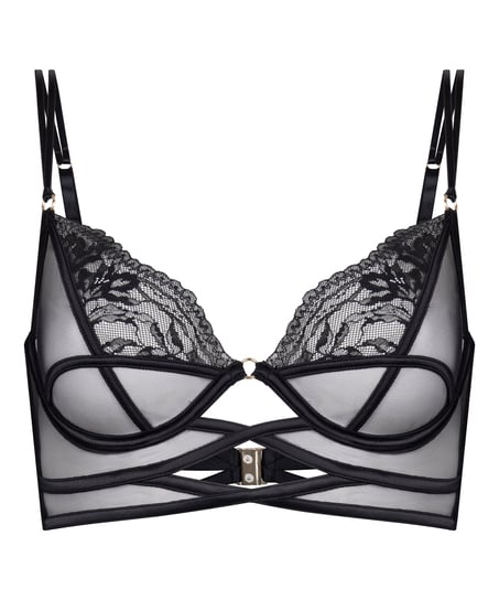 Amel Non-Padded Underwired Longline Bra, Black