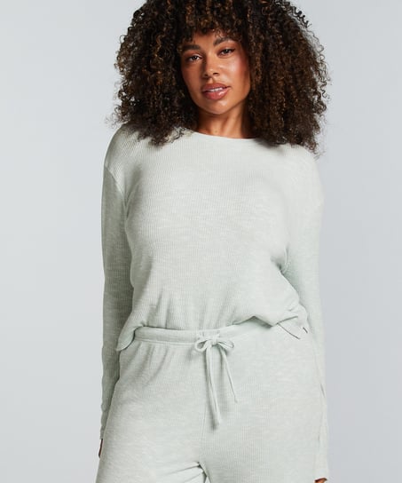 Long-Sleeved Pyjama Top, Green