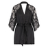 Satin Lace Flared Kimono, Black
