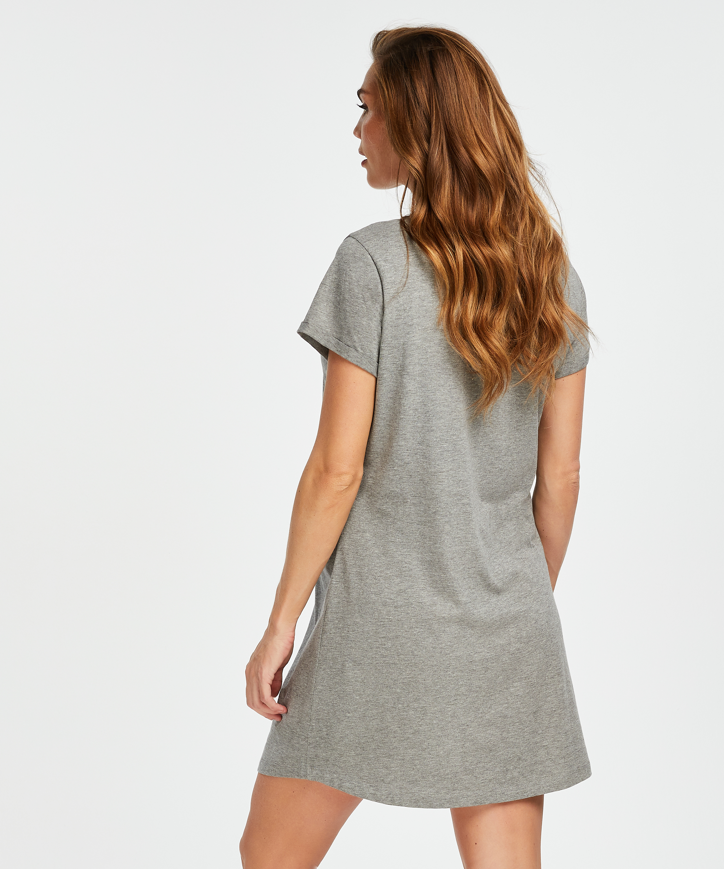 Short-Sleeved Maternity Nightshirt, Gray, main