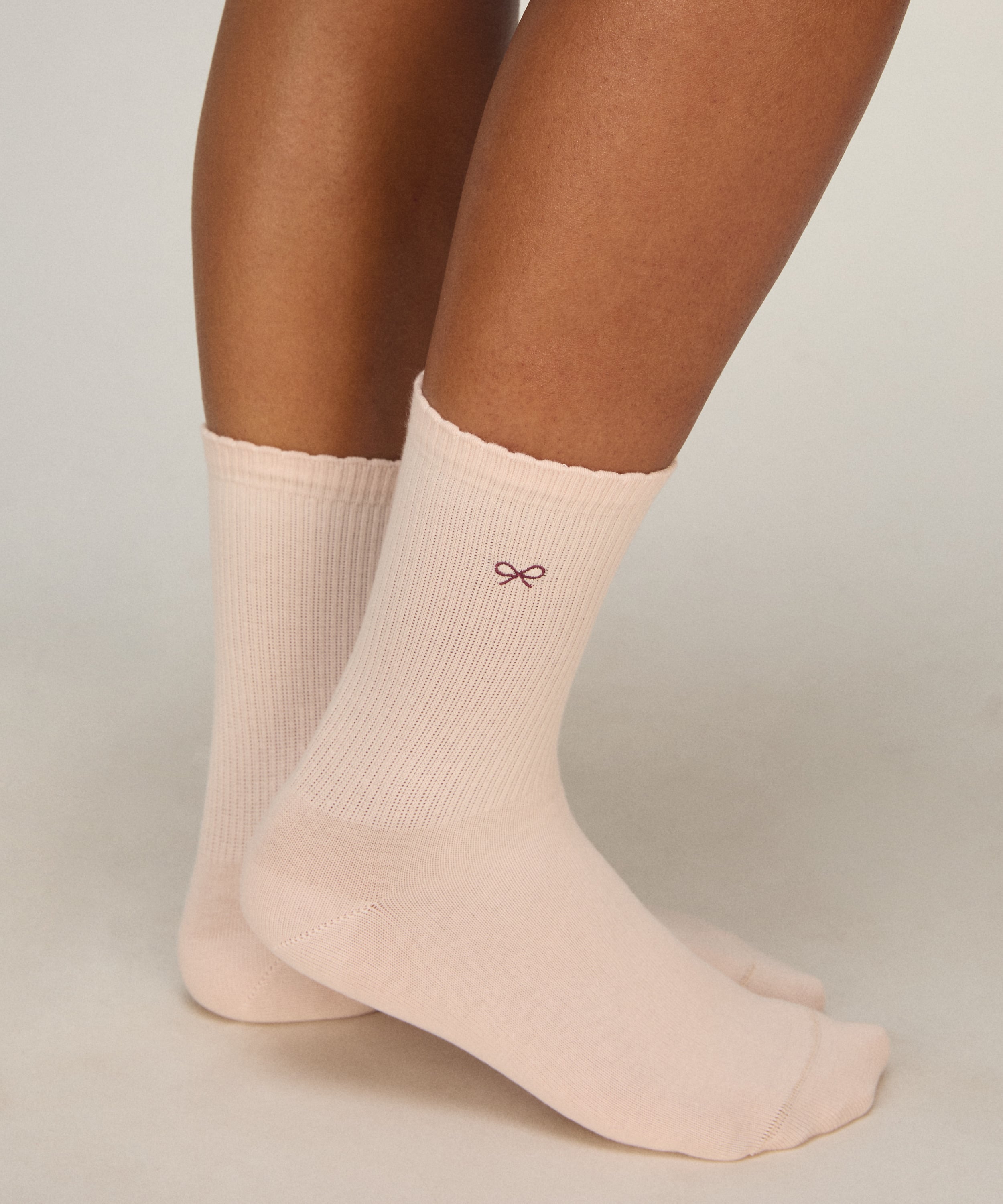 2 Pair Cotton Crew Socks, Pink, main