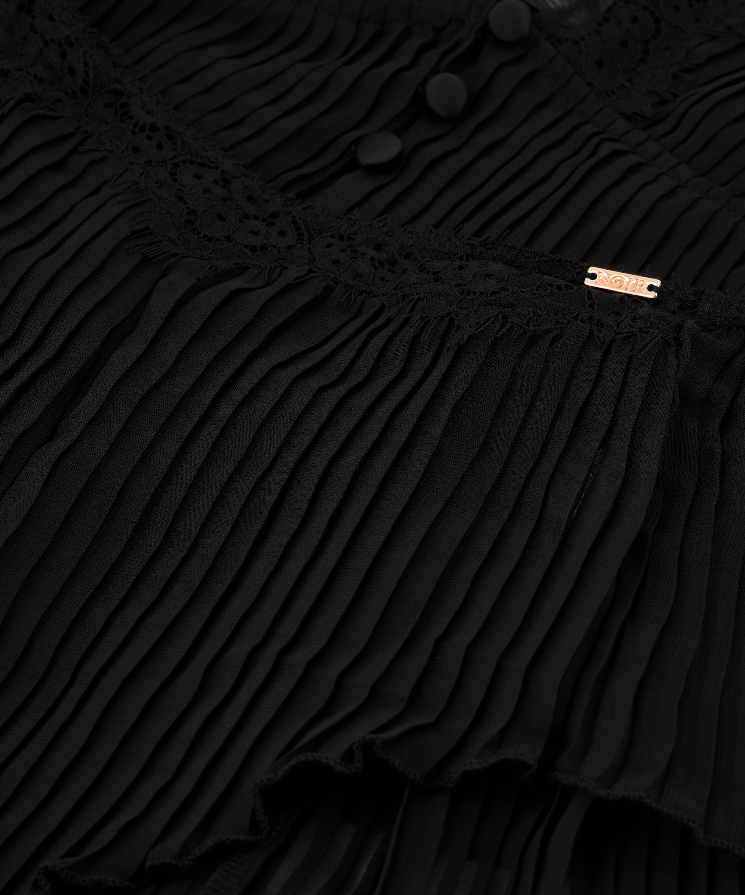 Chiffon Plisse Cami Set, Black, main