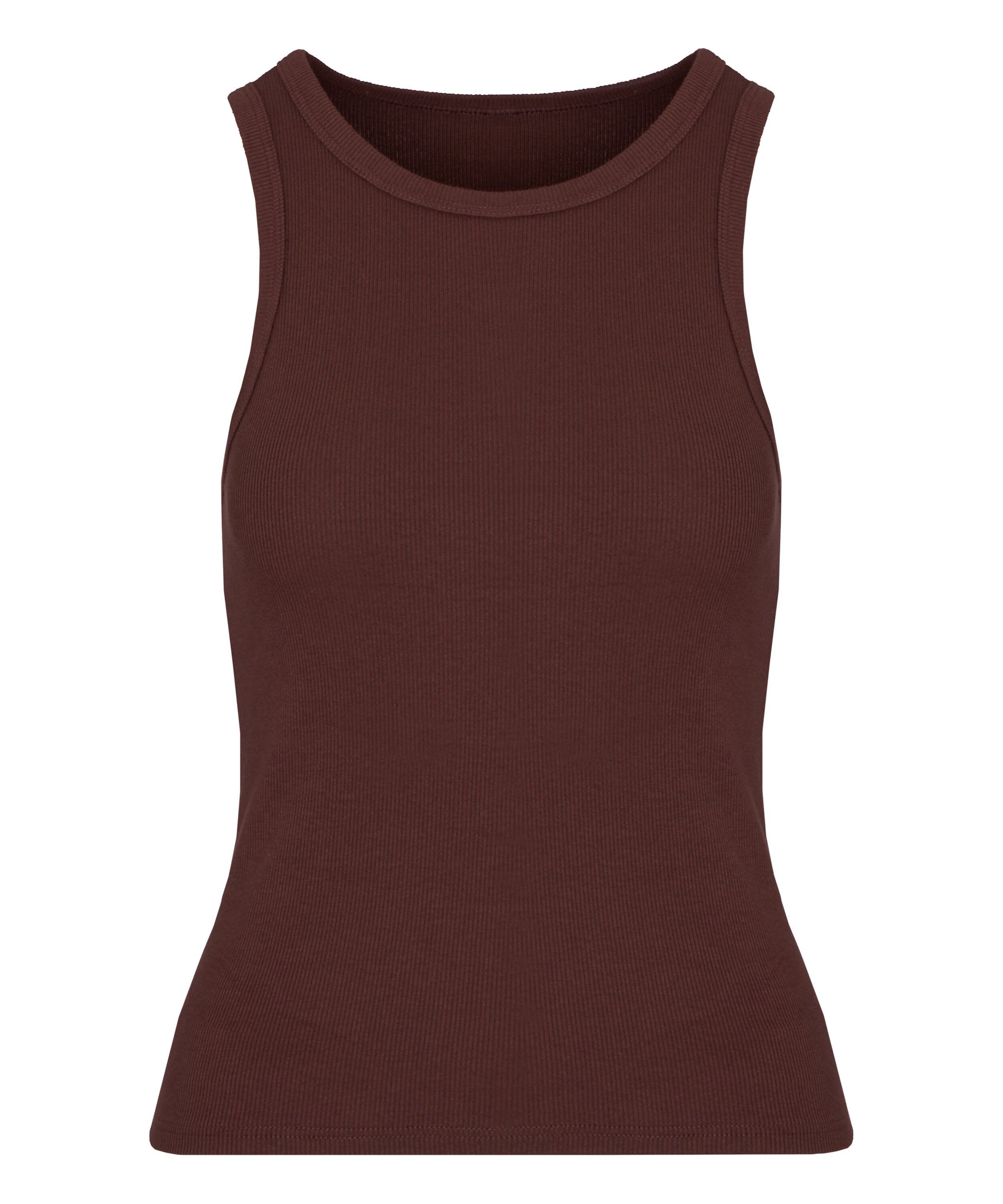 Singlet tanktop cotton rib, Brown