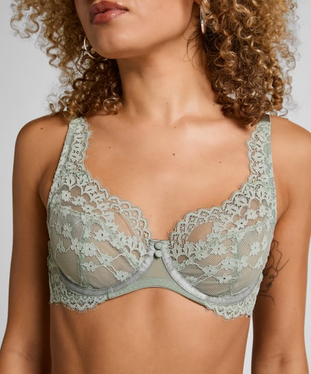 Daisy Non-Padded Underwired Bra, Green