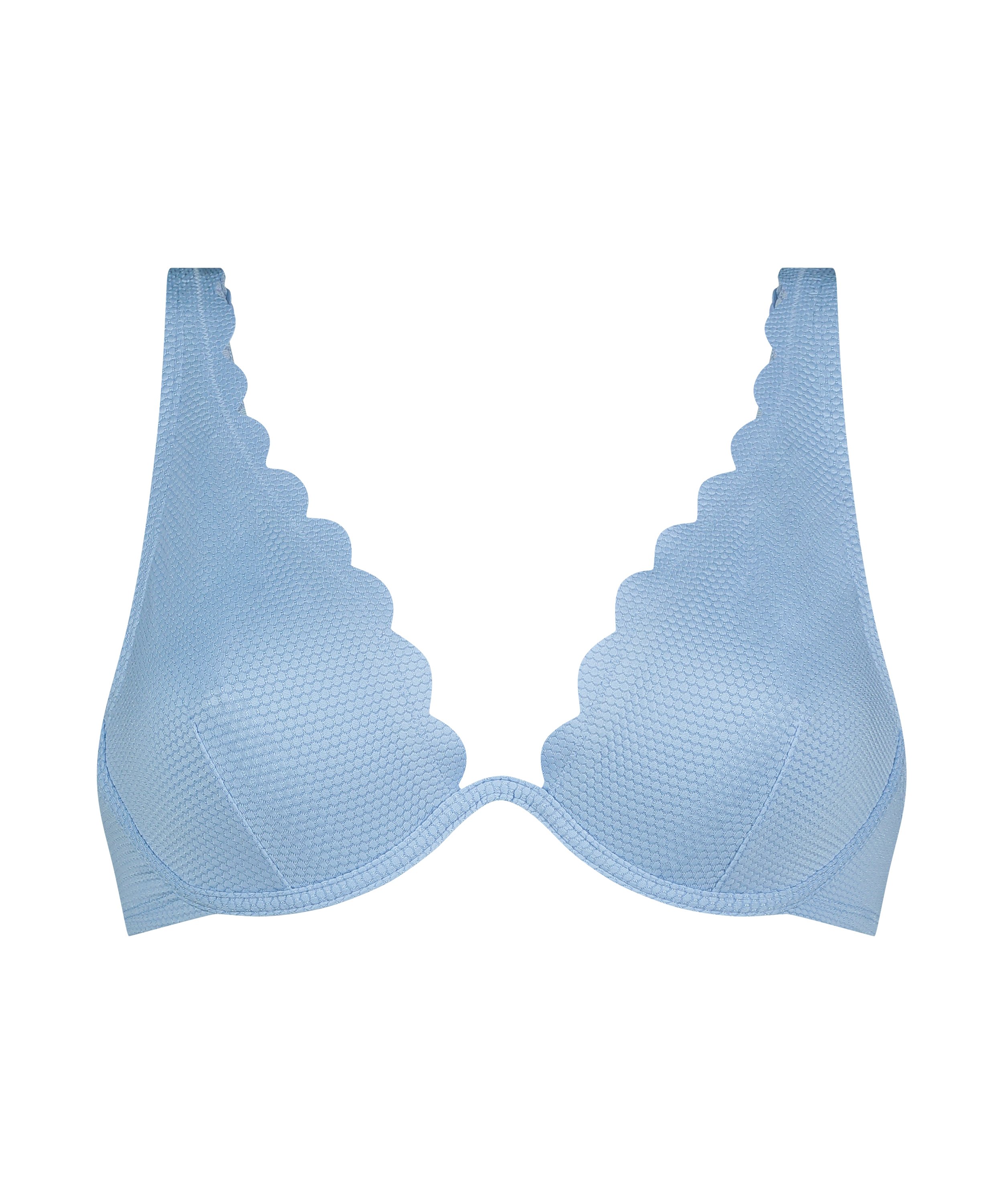 Scallop Non-Padded Underwired Bikini Top, Blue, main