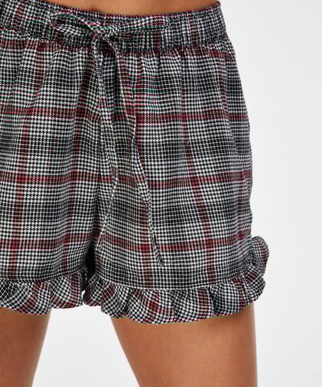 Twill Check pyjama shorts, Gray
