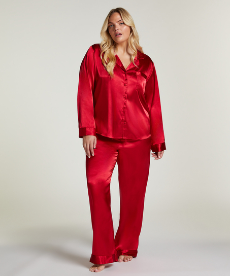 Satin Long-Sleeved Jacket, Red