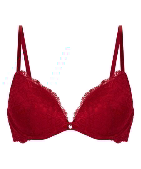Marine Padded Push-Up Underwired Bra, Red
