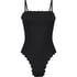 Bandeau Scallop Swimsuit, Black