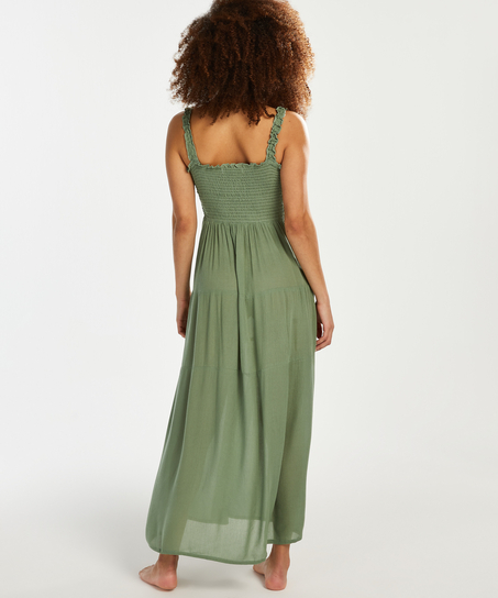 Smocked maxi dress, Green