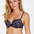 Rose Padded Underwired Bra, Blue