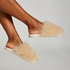 Fake Fur Slippers, Beige