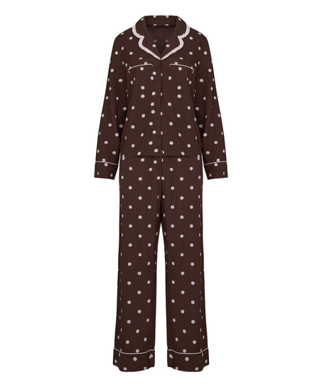 Pyjama Set Poplin Ruffle, Brown