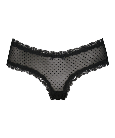 V-shaped Brazilian knickers mesh, Black
