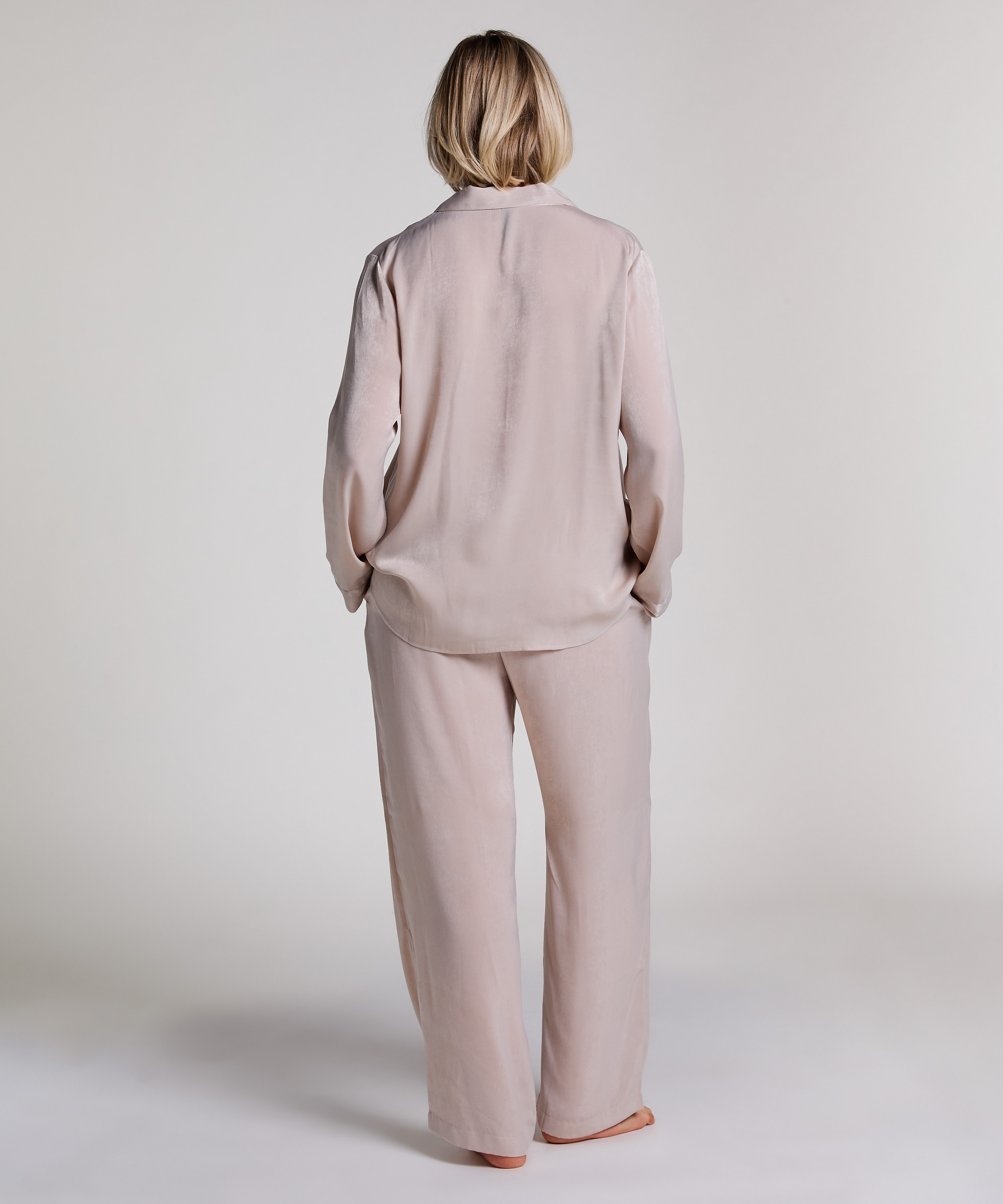 Satin Long-Sleeved Jacket, Beige, main