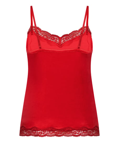 Velours Lace Cami Top, Red