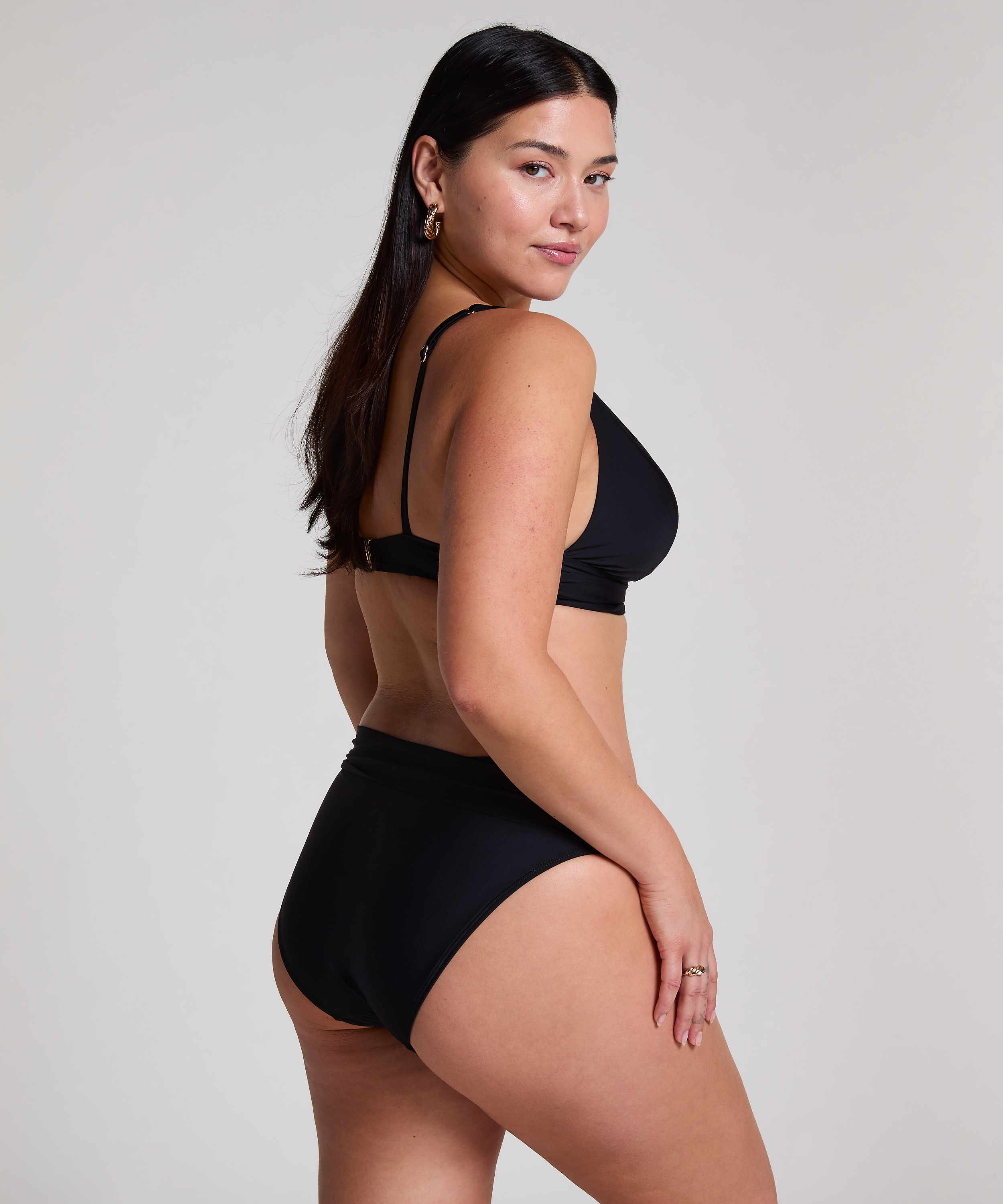 Luna Triangle Bikini Top, Black, main