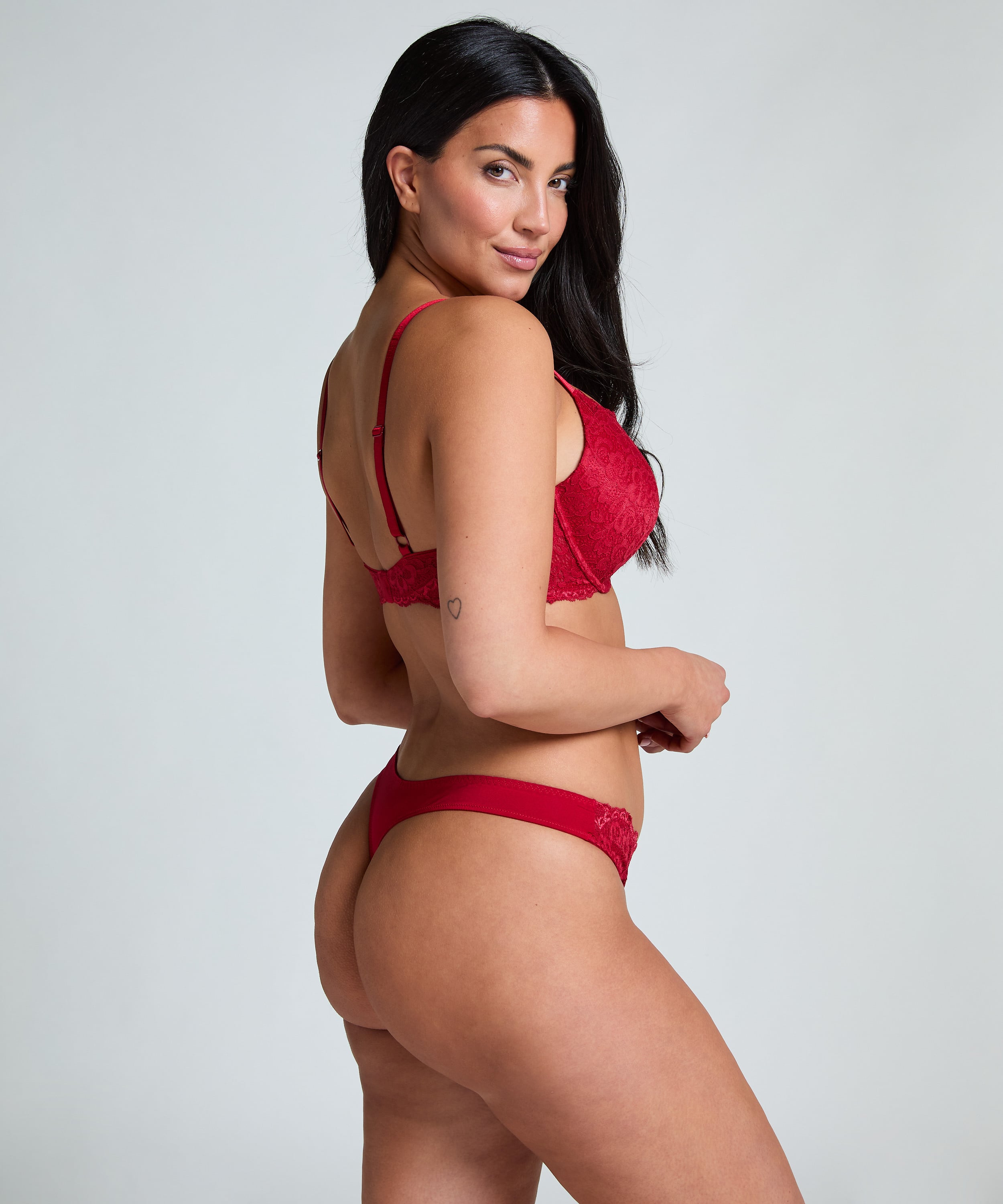 Marine Padded Push-Up Underwired Bra, Red, main