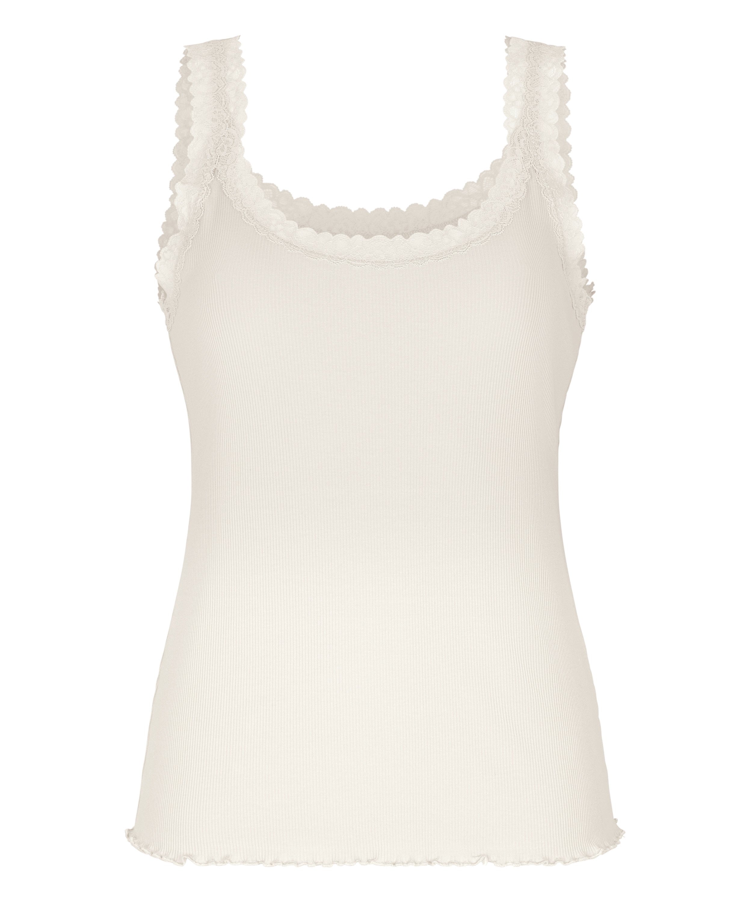 Singlet Rib Jersey Lace, White, main