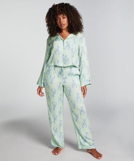 Satin Long-Sleeved Jacket, Green