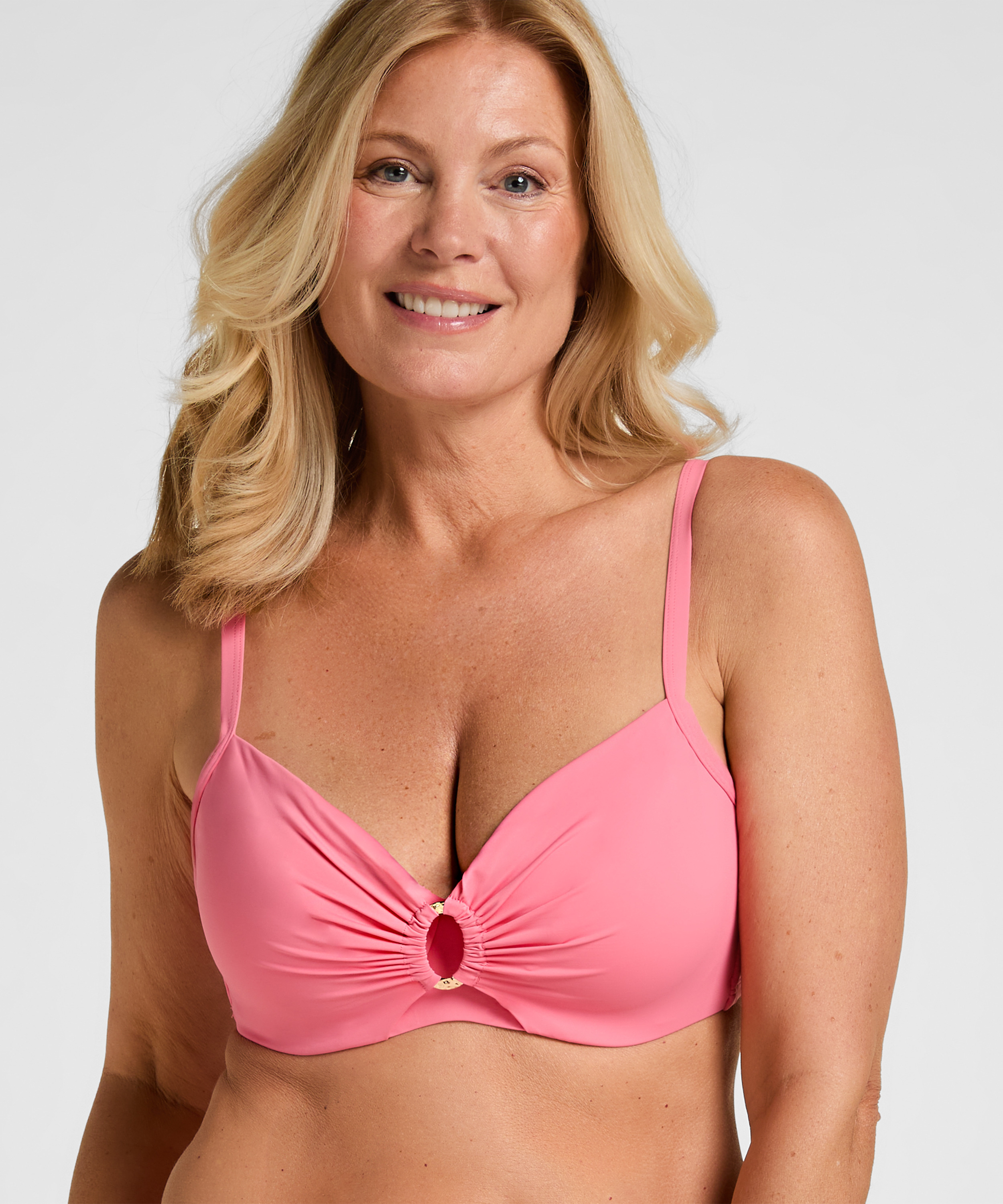 Luxe Non-Padded Underwired Bikini Top, Pink, main