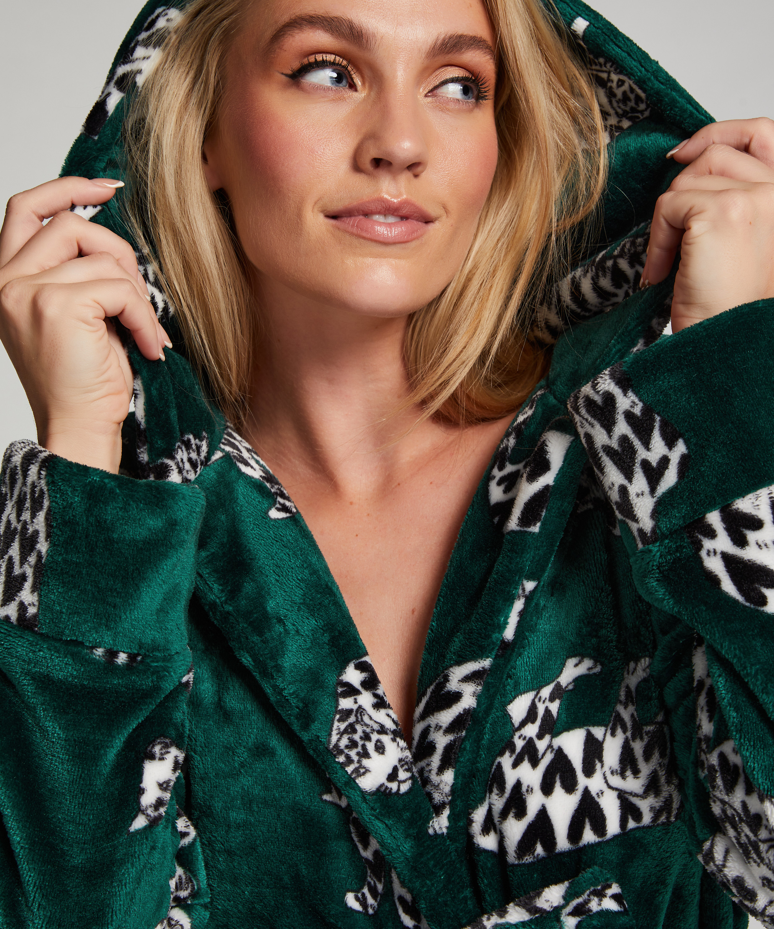 Fleece Bathrobe, Green, main