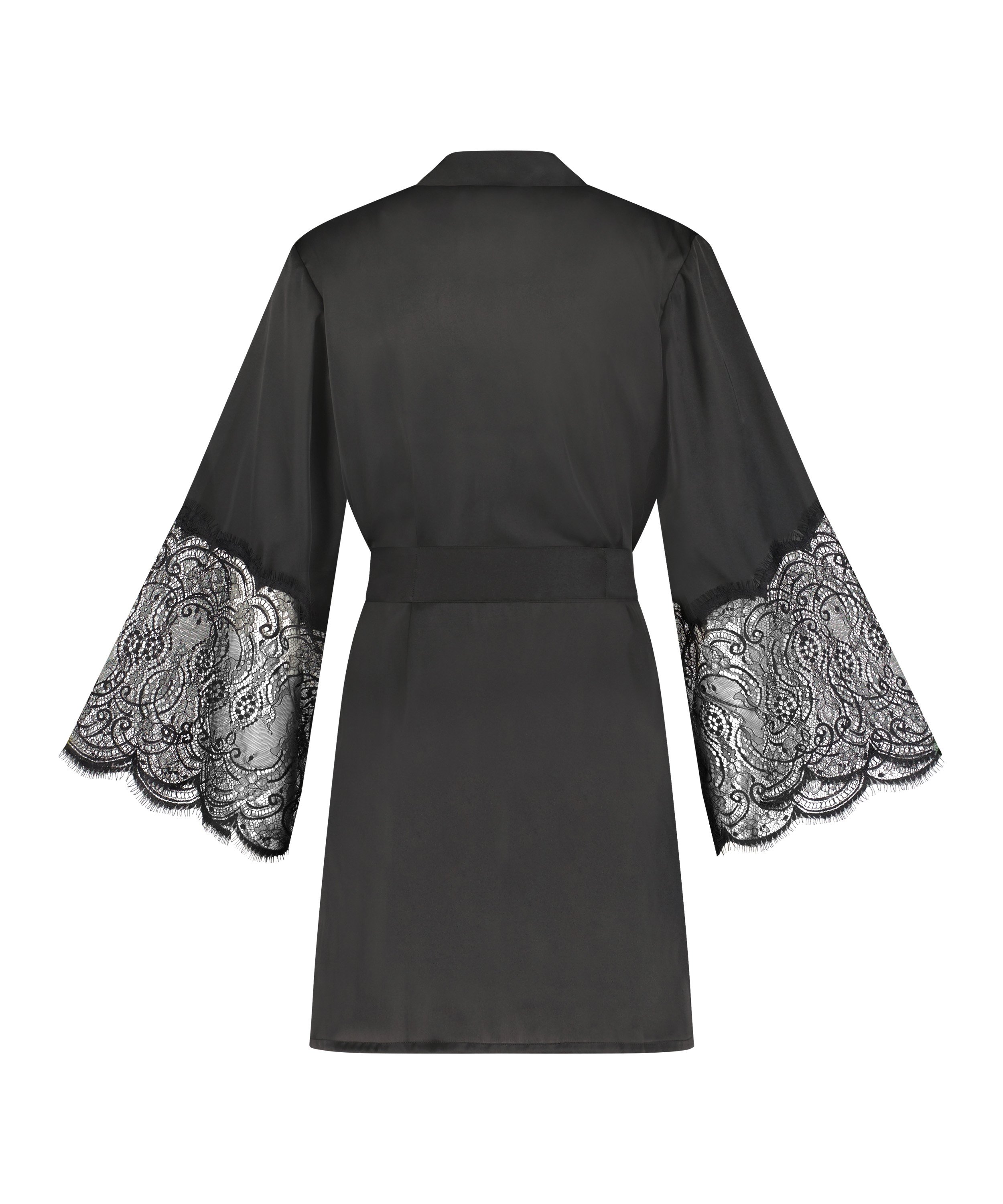 Satin Kimono, Black, main