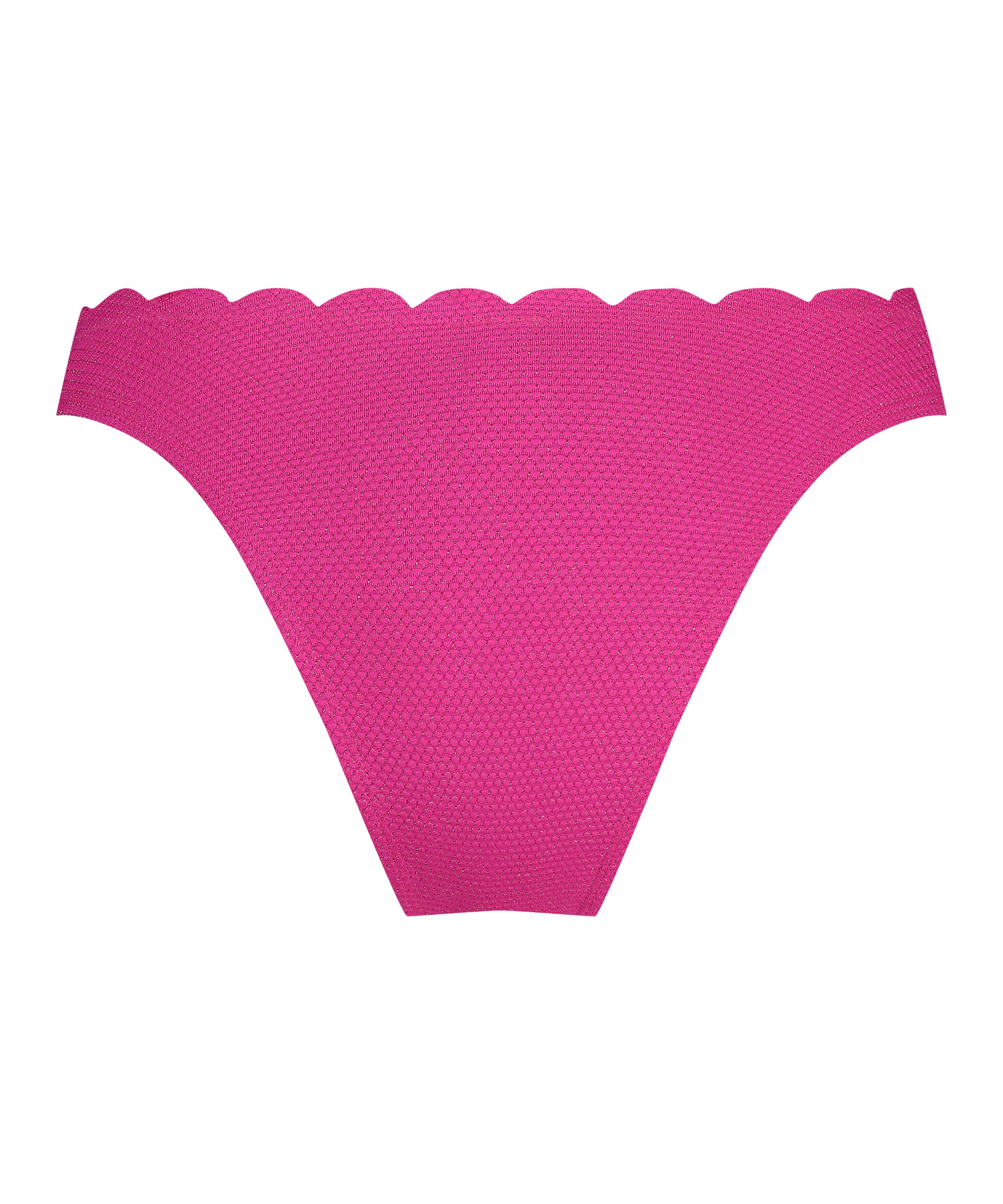 Scallop Lurex High-Leg Bikini Bottoms, Pink, main