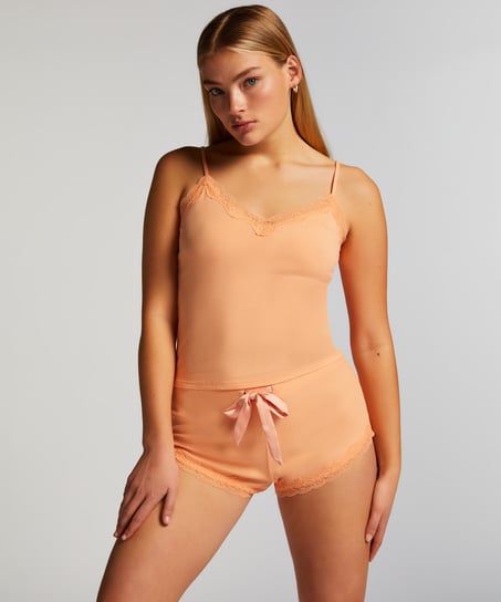 Cami Rib Lace  Top, Pink