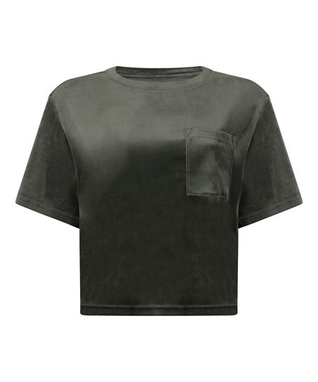 Top Velours Pocket, Green