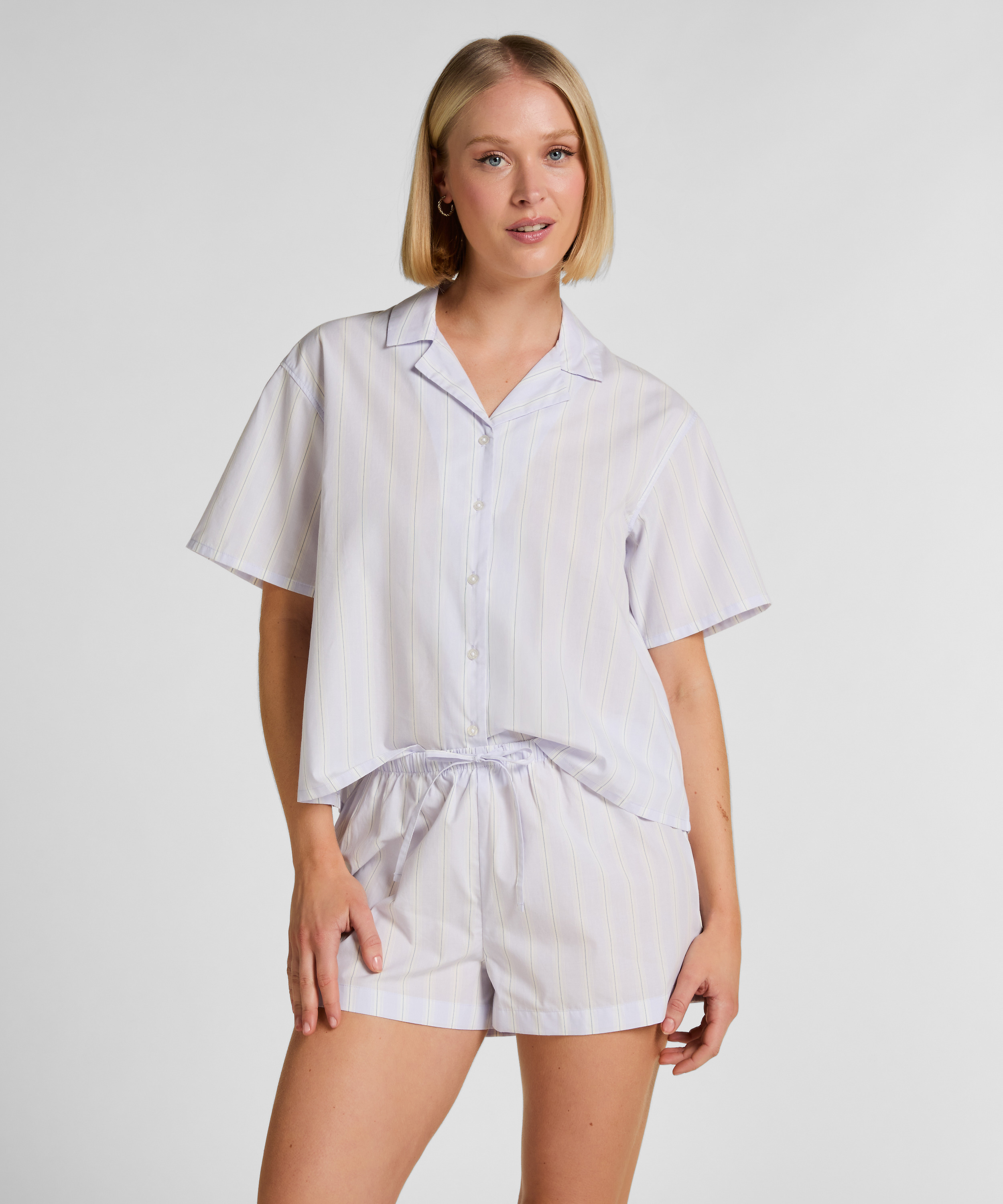 Striped Short Cotton, Purple, main