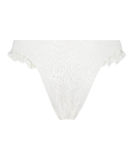 Etta Crochet high leg bikini bottom, White