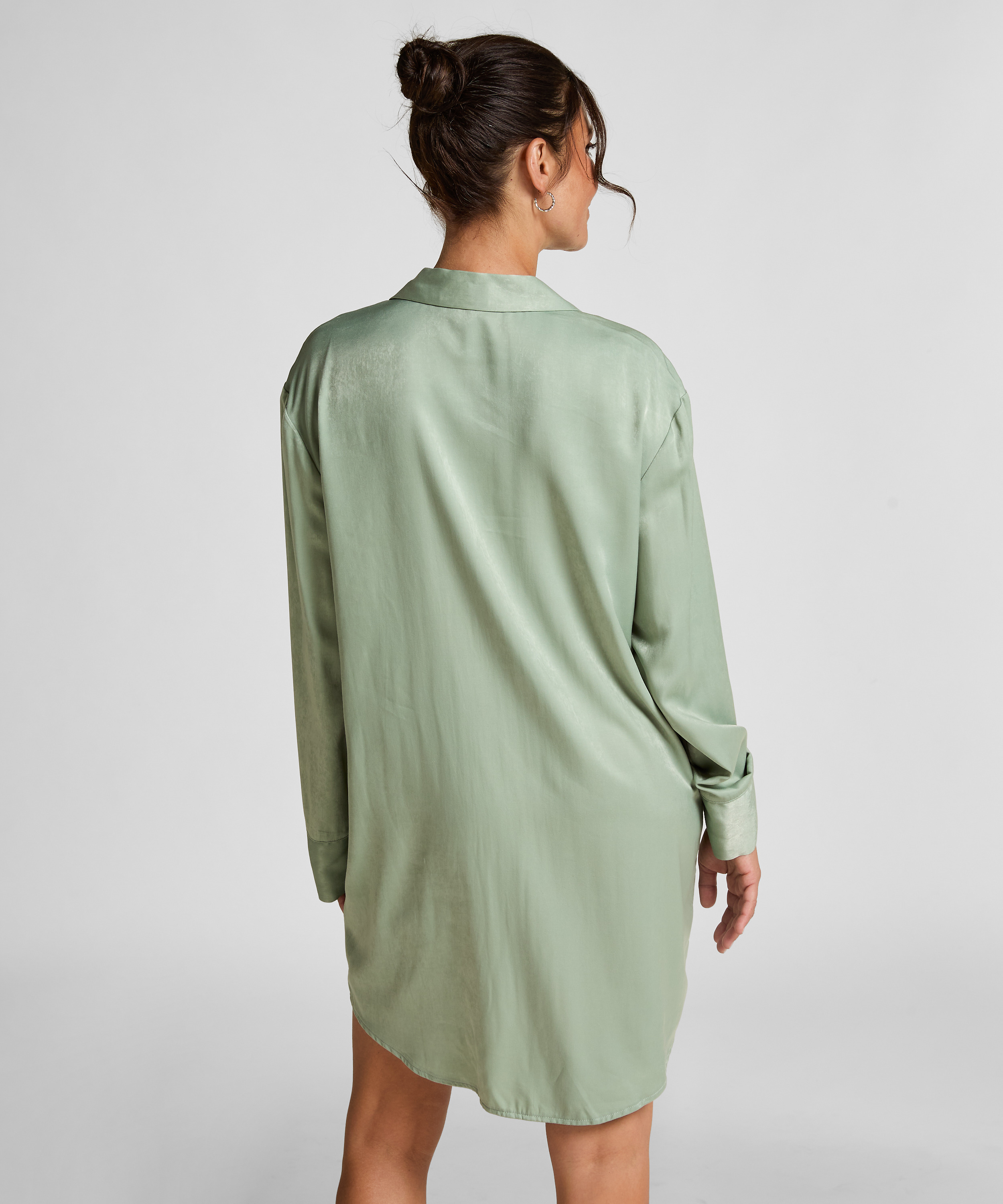 Shirtdress Satin Ayla, Green, main