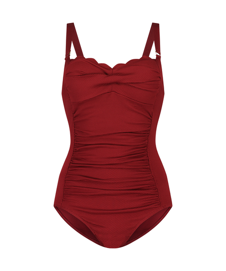 Scallop swimsuit, Red