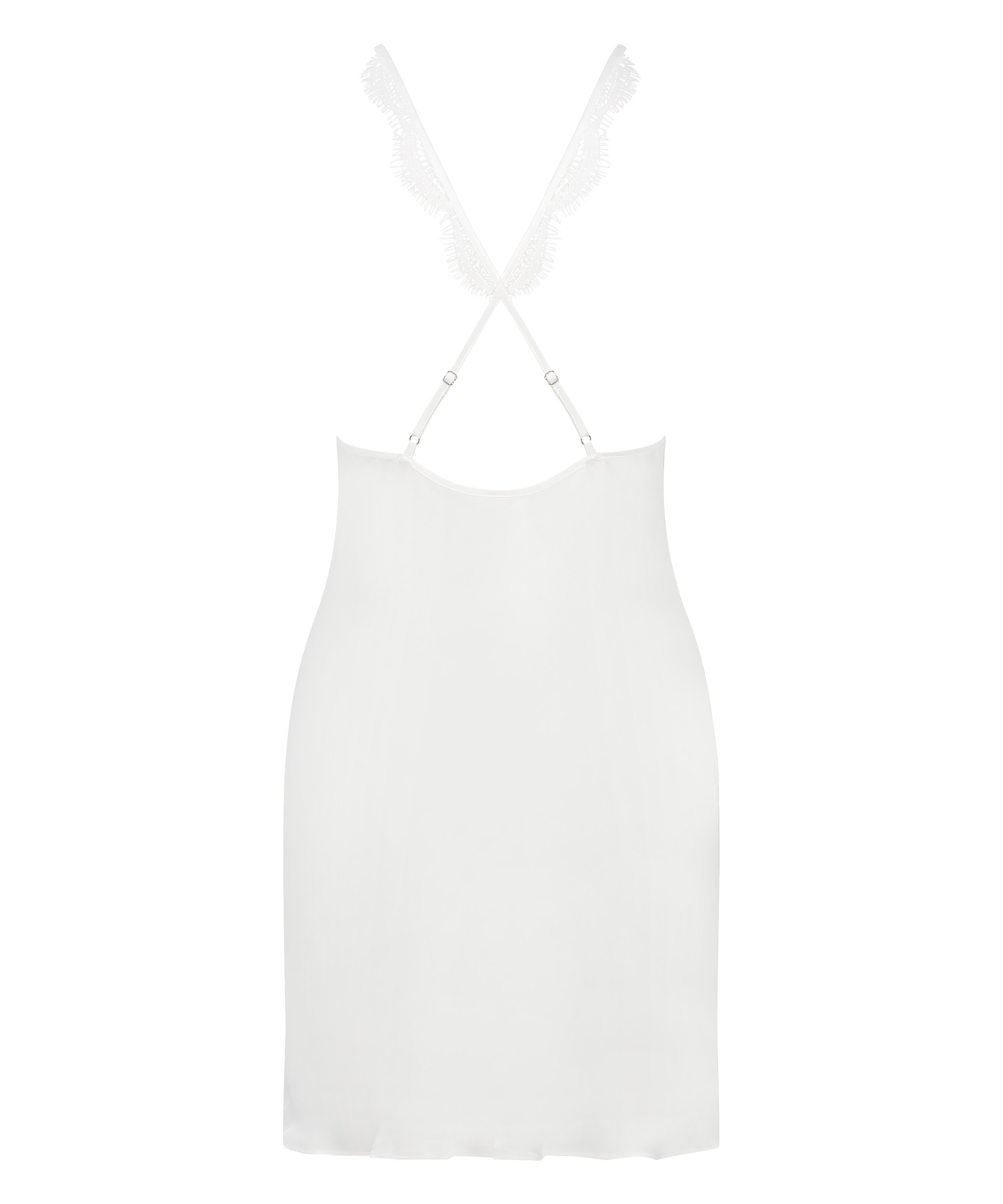 Satin Slip Dress, White, main
