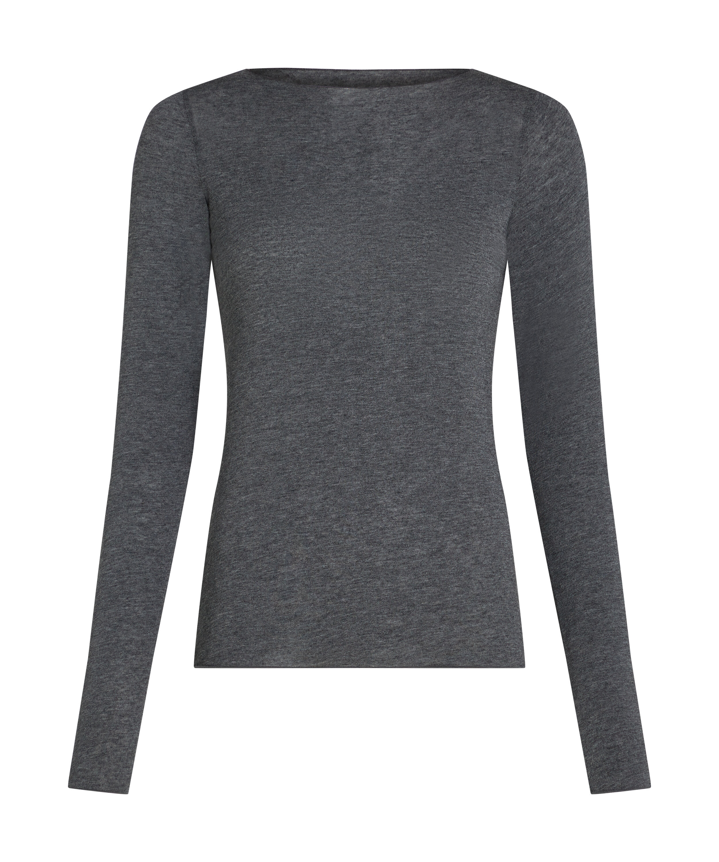super soft Boatneck Shirt with Cashmere, Gray