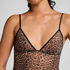Leopard Mesh Slip Dress, Black