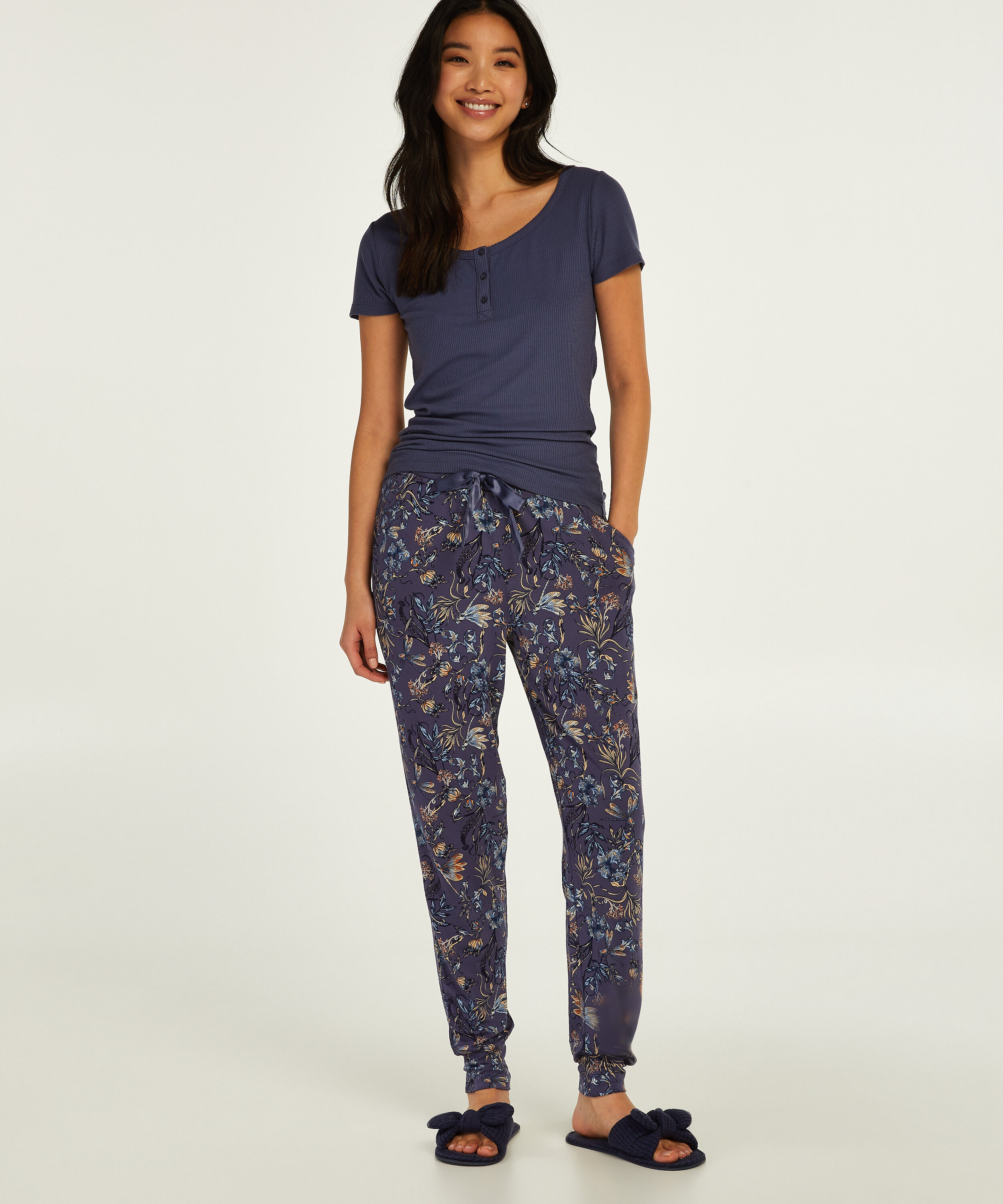 Tall Ditzy Floral pyjama bottoms, Blue