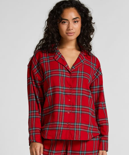 Flannel Pyjama Top, Red