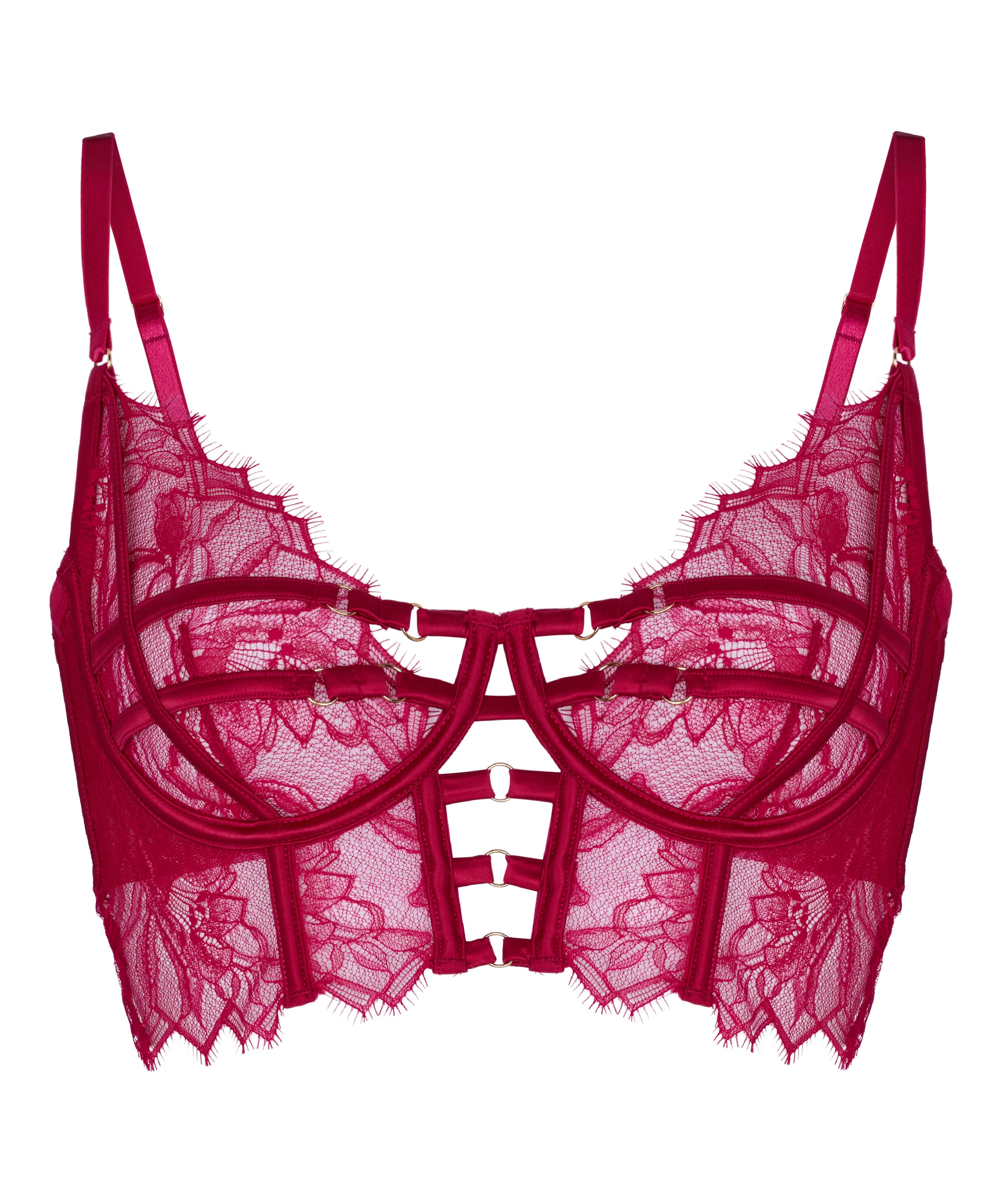 Non-Padded Underwired Longline Bra Bea, Red, main