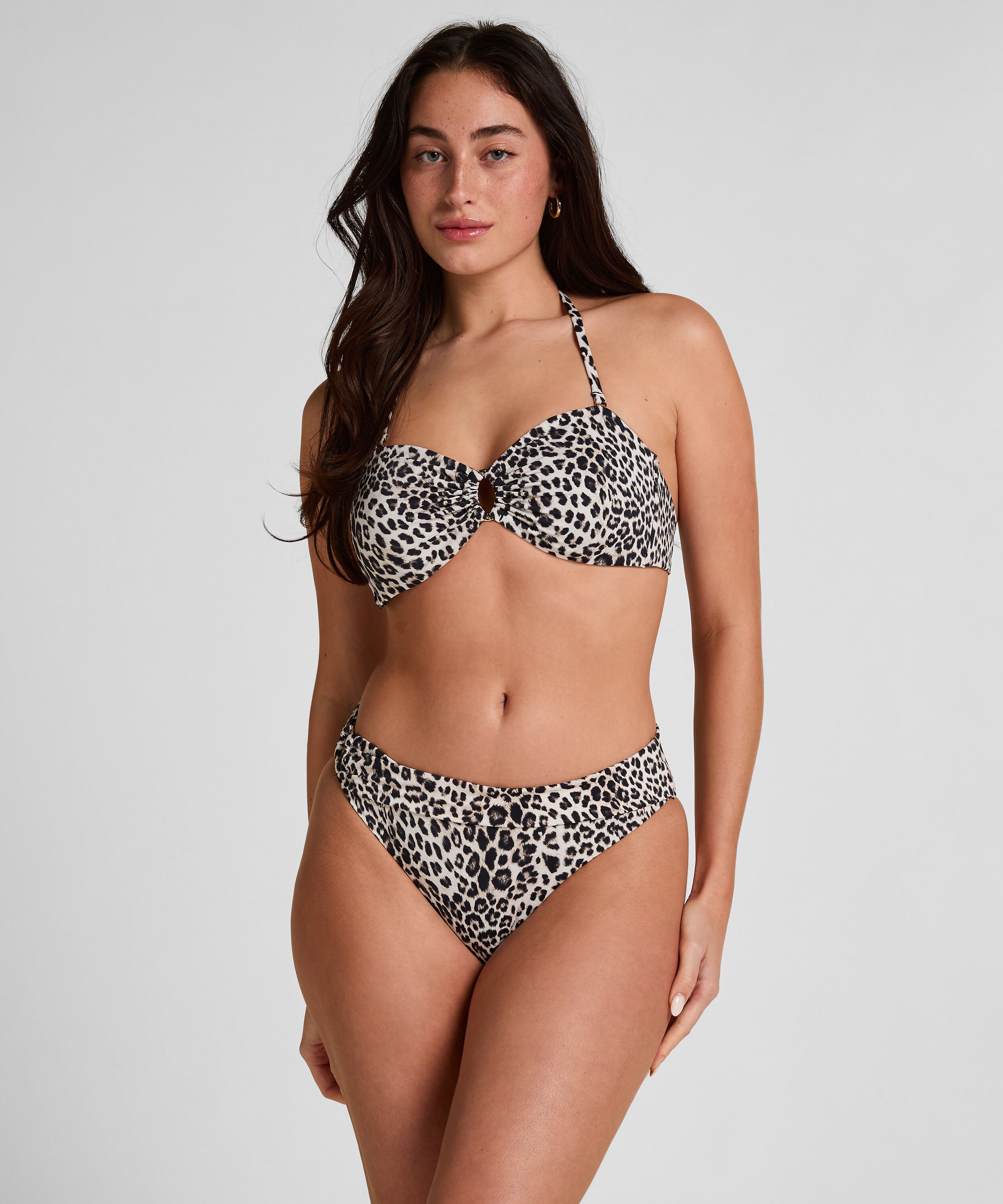 Bandeau Bikini Top Leopard, Black