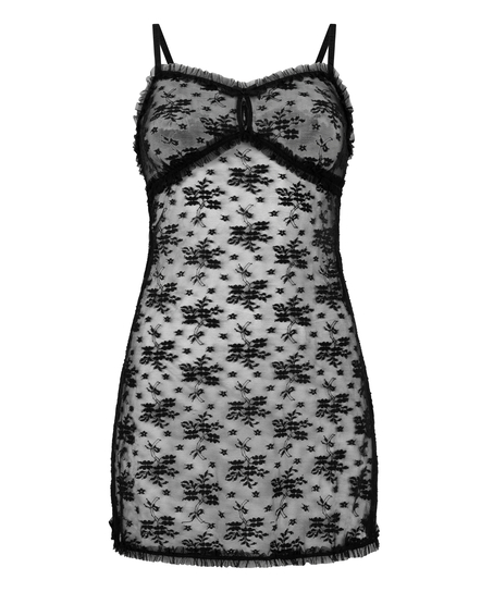 Darcy Slipdress Allover Lace, Black