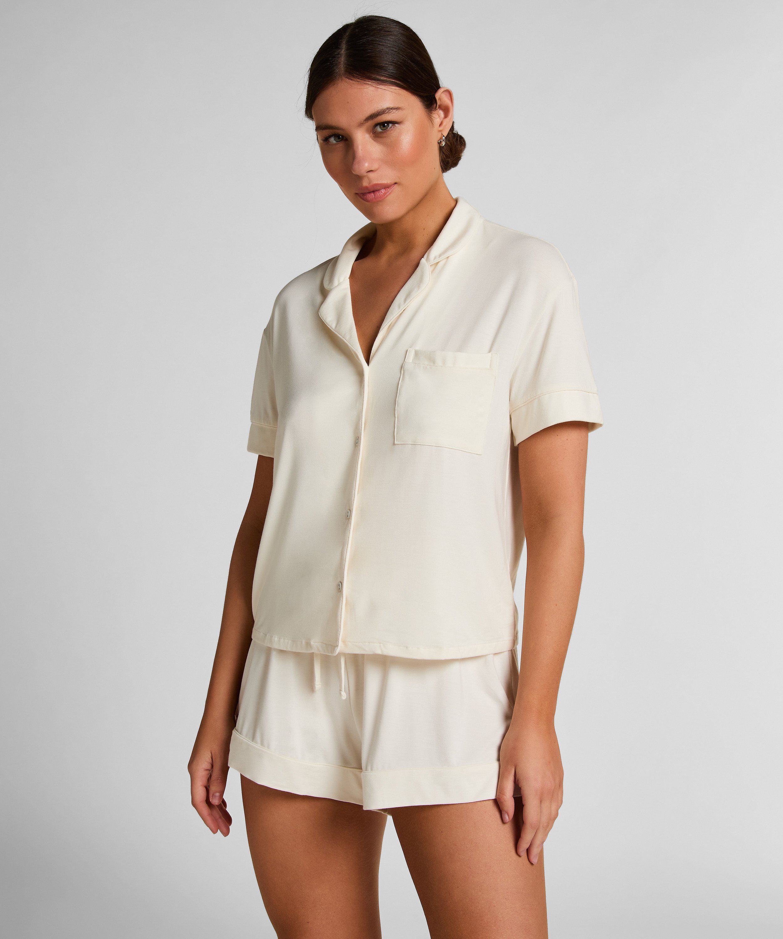 Essential Jersey Short-Sleeved Jacket, White, main